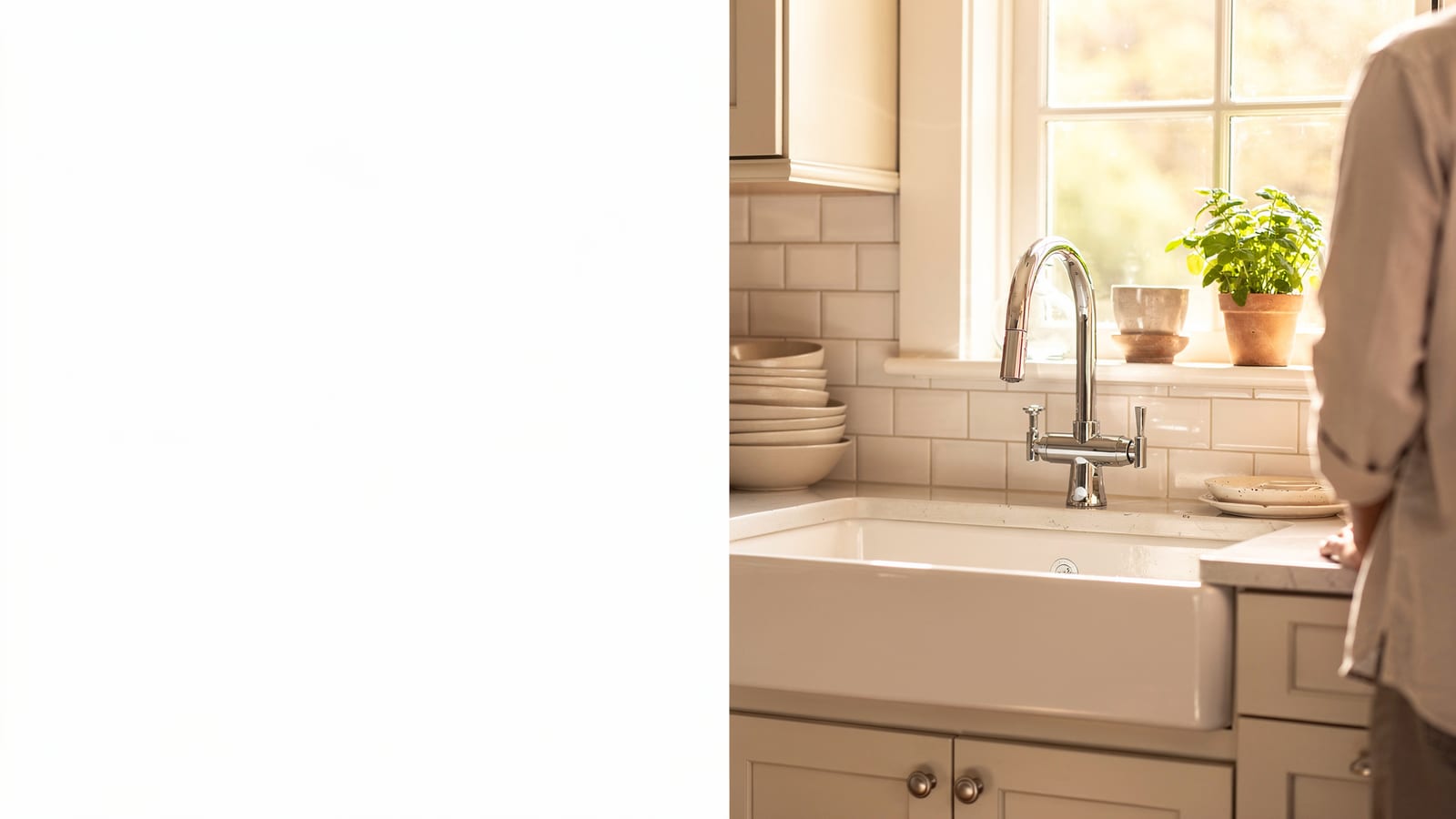 Bright Littleton kitchen with a gleaming chrome faucet over a clean farmhouse sink